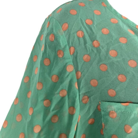 Moon Collection Large Sheer Polka Dot Multi Color 3/4 Sleeve Blouse w/pockets - Picture 10 of 16